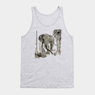 Elephant Art In Brown and Greige Vector Tank Top